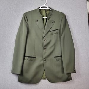 Vtg Kastell 100% Wool Green LS Button Up Trachten Jacket Men's 42